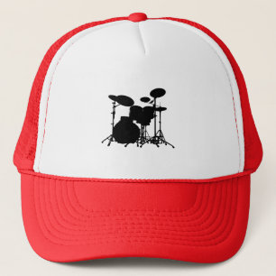 Casquette Silhouette noire et blanche de kit de tambour -