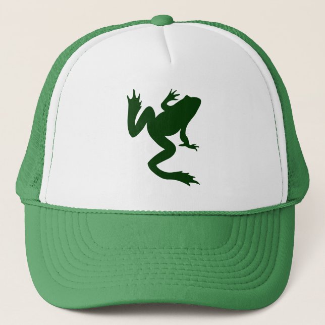 Casquette Silhouette vert foncé de grenouille (Devant)