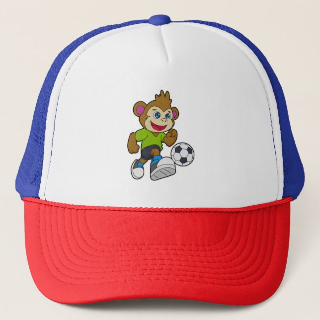 Casquette Singe comme joueur de football avec Soccer (Devant)