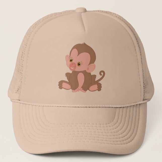 Casquette Singe du bébé souriant (Devant)