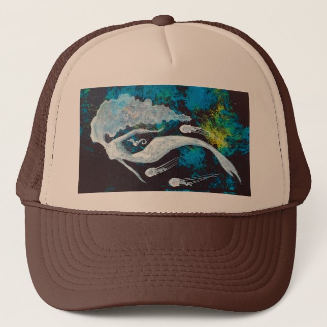 Casquette Sirène avec les méduses et l'hippocampe (Devant)