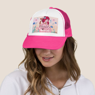 Casquette 🧜 ‍ ♀️ Sirène Glittante Sous Le Nom Personnalisé 