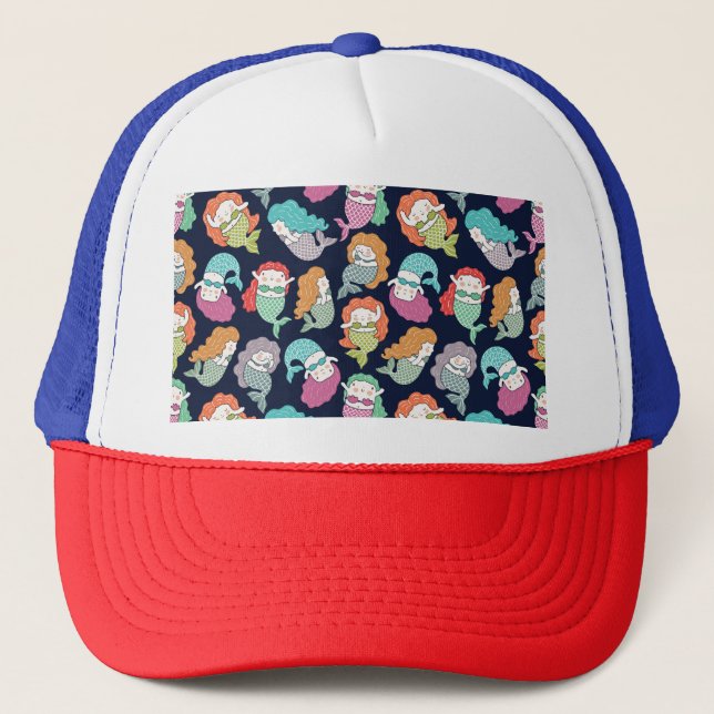 Casquette Sirènes : motif sans soudure fantaisiste. (Devant)