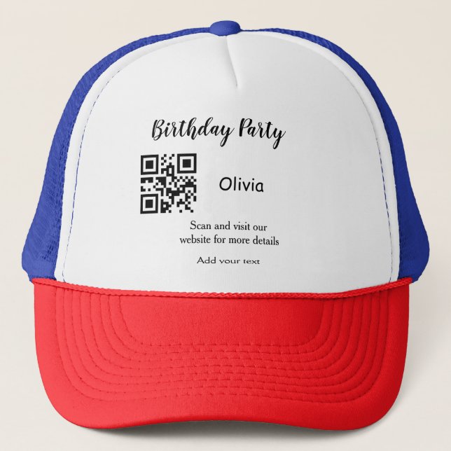 Casquette Site web de fête d'anniversaire simple code-barres (Devant)