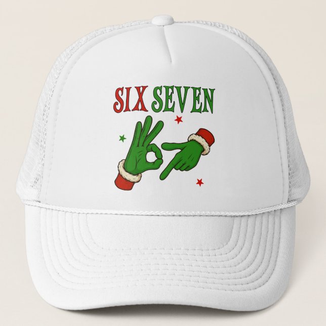 Casquette Six Seven Grinch Main Signe OK Branché Noël (Devant)