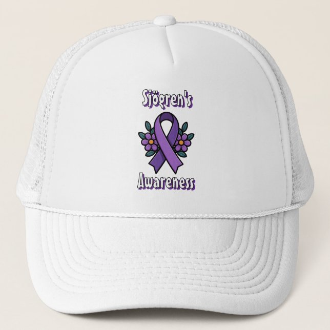 Casquette Sjögren's Awareness | Purple Ribbon with flowers (Devant)