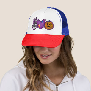 Casquette Skeleton Citrouille Peace Love Halloween