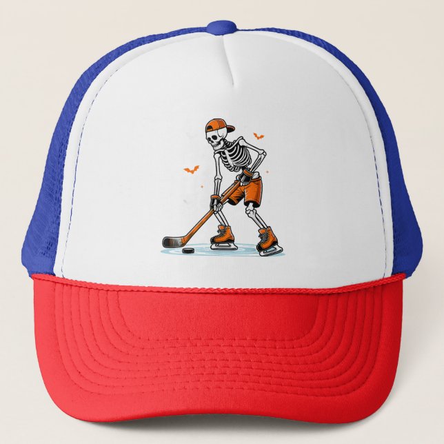 Casquette Skeleton Hockey sur glace Halloween garçons Drôle  (Devant)