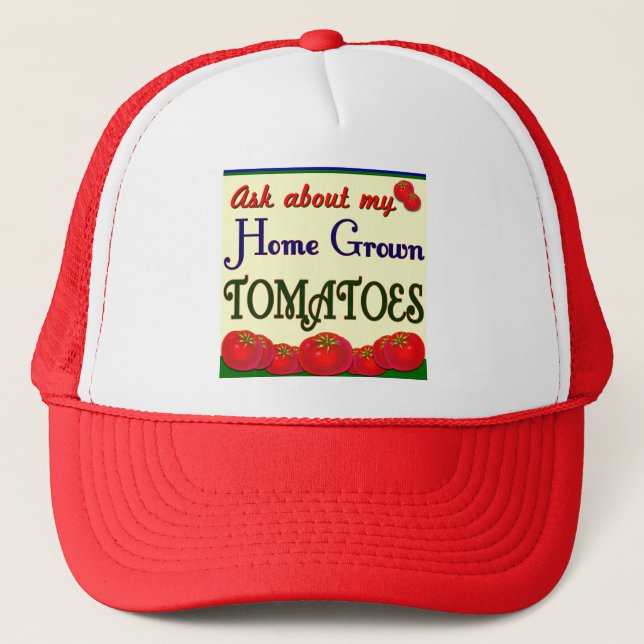 Casquette Slogan du jardin de tomates cultivé à la maison (Devant)
