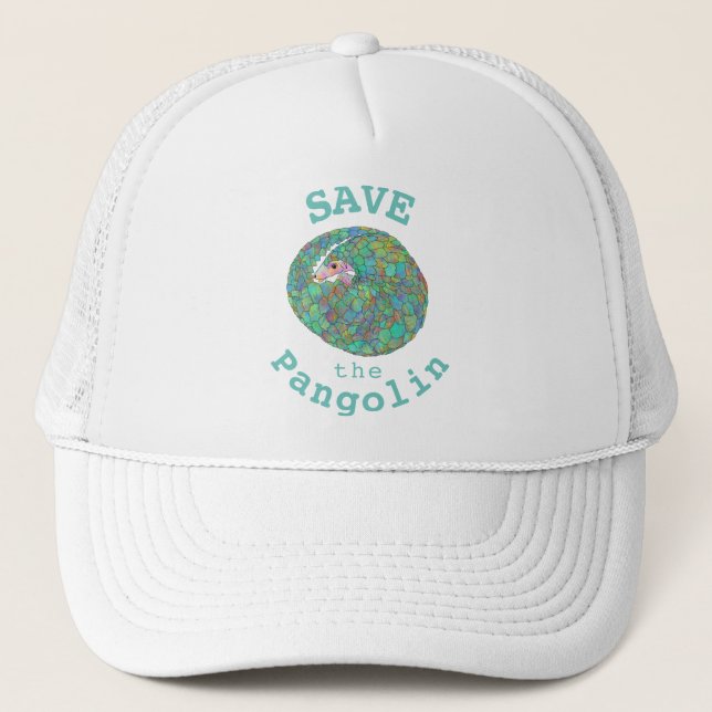 Casquette Slogan Sauver le Pangolin sarcelle (Devant)