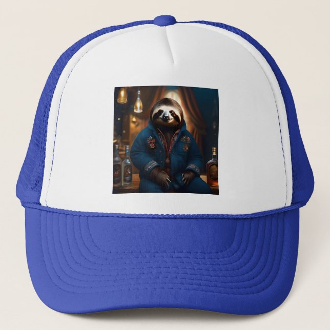 Casquette Sloth Dans Sa Veste À Boire, (Devant)