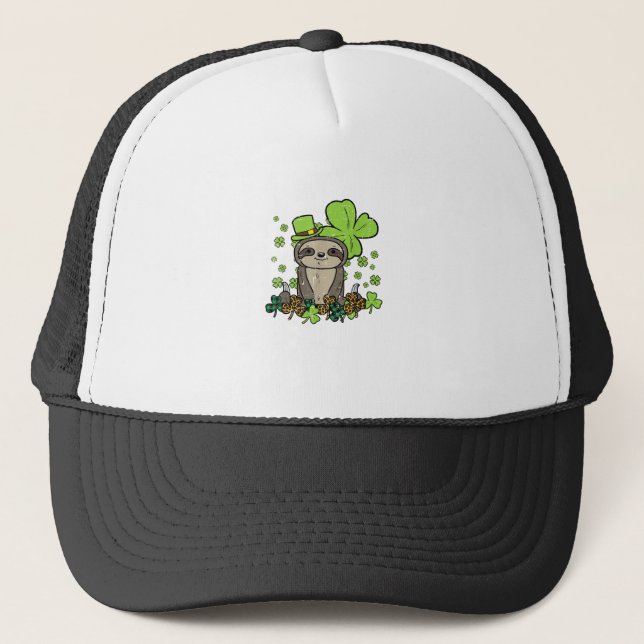 Casquette Sloth Shamrock Carreaux Leopard St Patricks Day Ho (Devant)