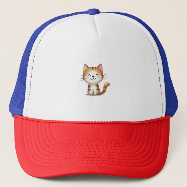 Casquette Smiling Ginger Tabby Kitten – Hand-Drawn Illustrat (Devant)
