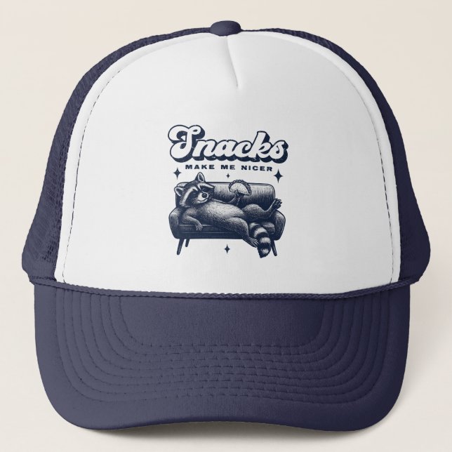 Casquette Snacks Make Me Nicer Funny Raccoon Animal Tacos (Devant)