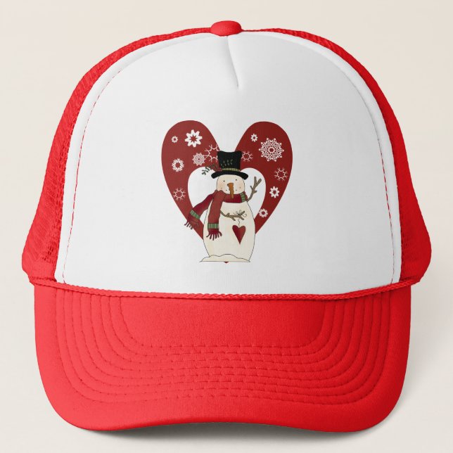 Casquette Snowman aime les T-shirts et cadeaux de neige (Devant)