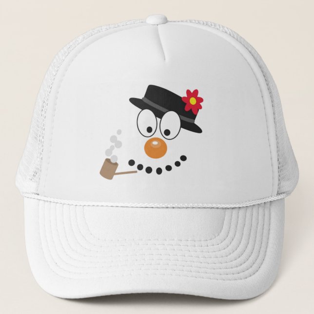 Casquette Snowman Funny Mignonne Noël Novelle Trucker Chapea (Devant)
