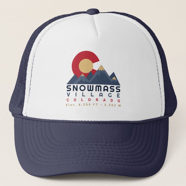 Casquette Snowmass Colorado Drapeau Retro Sunset Ski Souveni (Devant)
