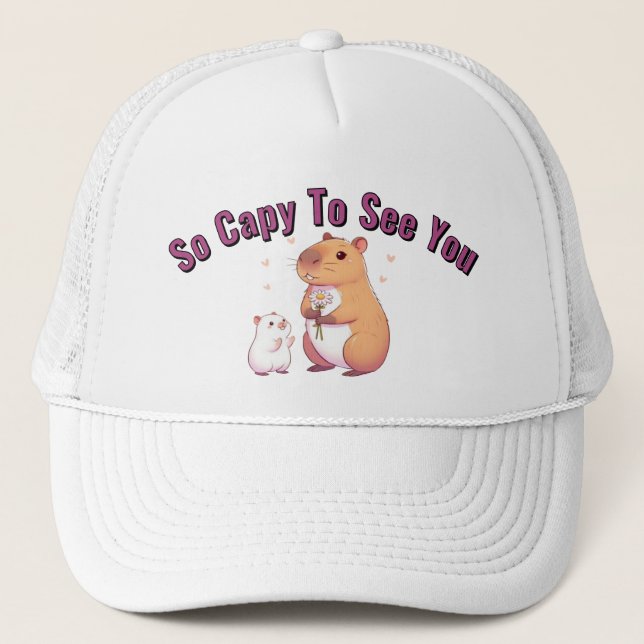 Casquette So Capy To See You – Cute Capybara Art  (Devant)
