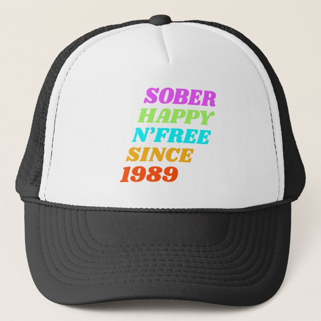 Casquette Sober happy n'free depuis (personnaliser l'année) (Devant)