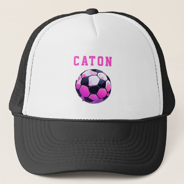 Casquette Soccer pour enfants rose Noir personnalisé (Devant)