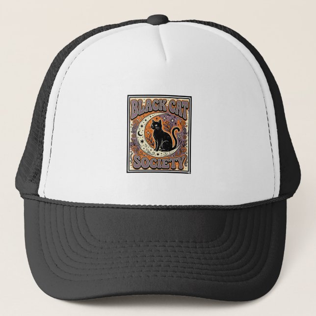 Casquette Société du chat noir Chat noir Art vectoriel vinta (Devant)