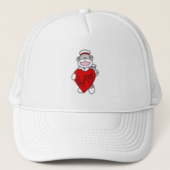 Casquette Sock Monkey I Love Nursing T-shirts et cadeaux (Devant)