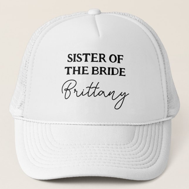 Casquette Soeur De La Mariée Bachelorette Noir Et Blanc (Devant)