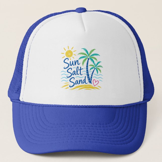 Casquette Soleil Sel Sable – Palmier de Plage Tropicale Été (Devant)