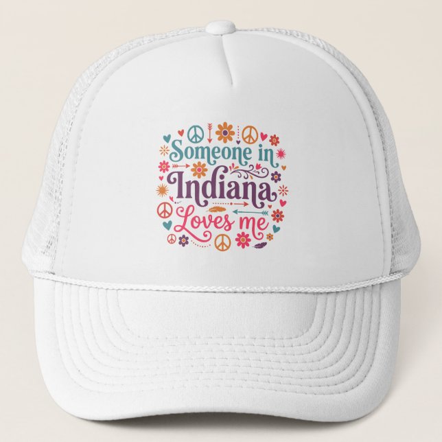 Casquette Someone in Indiana Loves Me Boho Hippie Design (Devant)