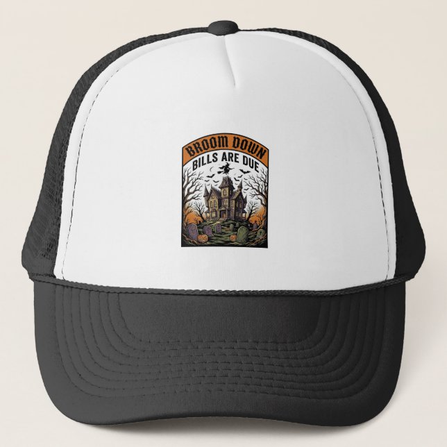 Casquette sorcière de ramasseur de facture d'Halloween balai (Devant)