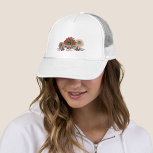 Casquette Sorcière guerrière Vintage Fleur Motif Floral Blan