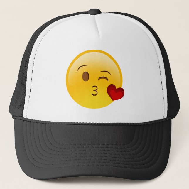 Casquette Soufflez un autocollant d'emoji de baiser (Devant)