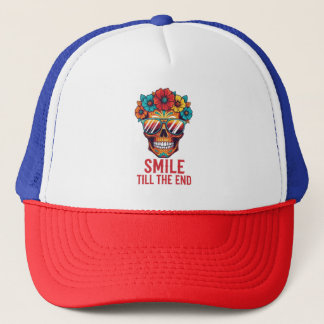 Casquette Sourire jusqu'à la fin – Chapeau d'art de crâne co