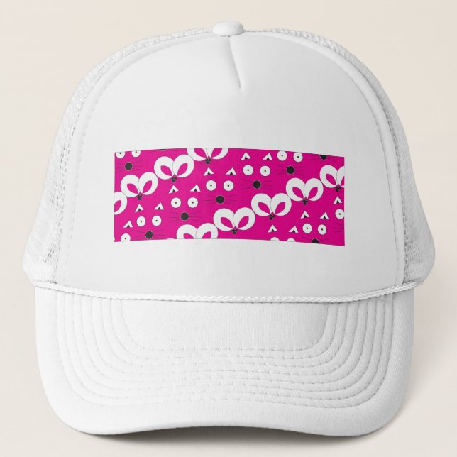 Casquette Souris Chat Motif rose chaud (Devant)