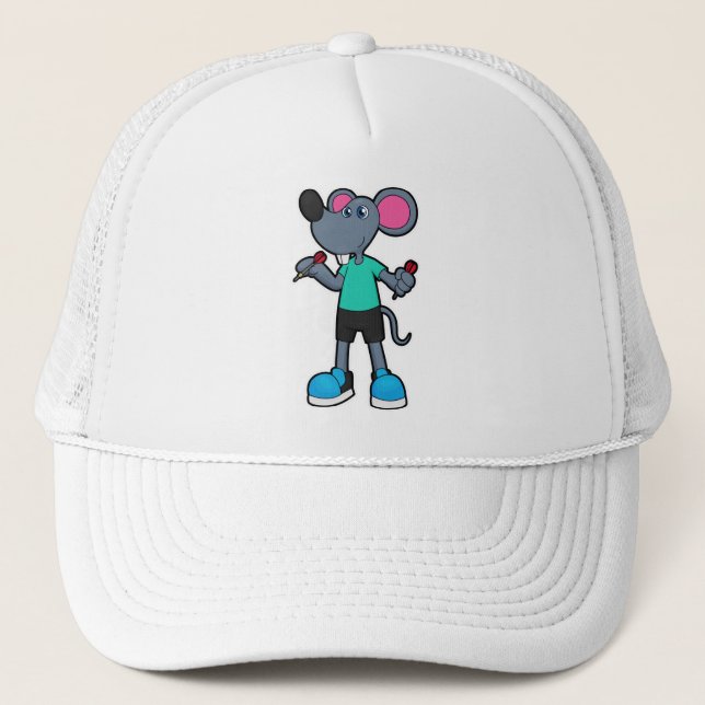 Casquette Souris comme joueur de fléchettes avec fléchettes (Devant)