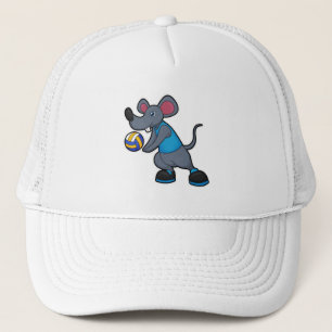 Casquette Souris comme joueur de volleyball avec volleyball