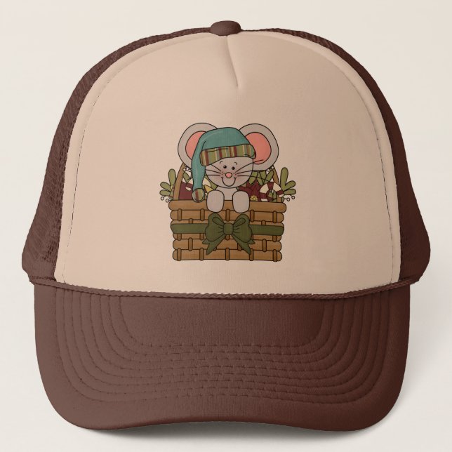Casquette Souris de Noël dans le panier (Devant)