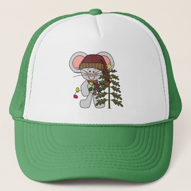 Casquette Souris de Noël décorant l'arbre (Devant)