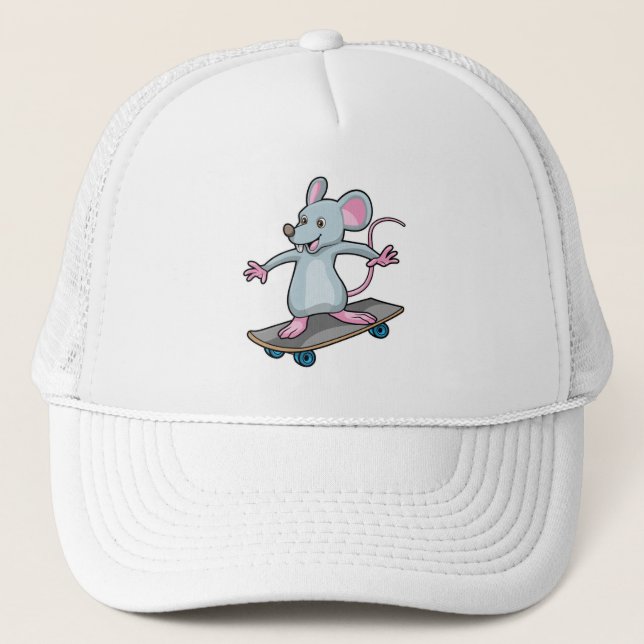 Casquette Souris en skate avec skateboard (Devant)