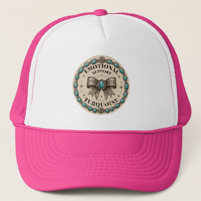 Casquette Soutien Émotionnel Turquoise Conception Western (Devant)