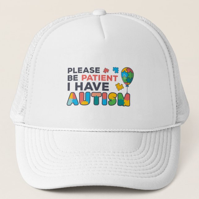 Casquette Soyez Patients J'ai des Puzzles d'Autisme (Devant)