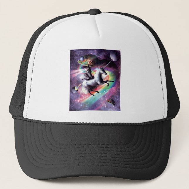 Casquette Space Cat Riding Unicorn - Laser, Tacos, Rainbow (Devant)