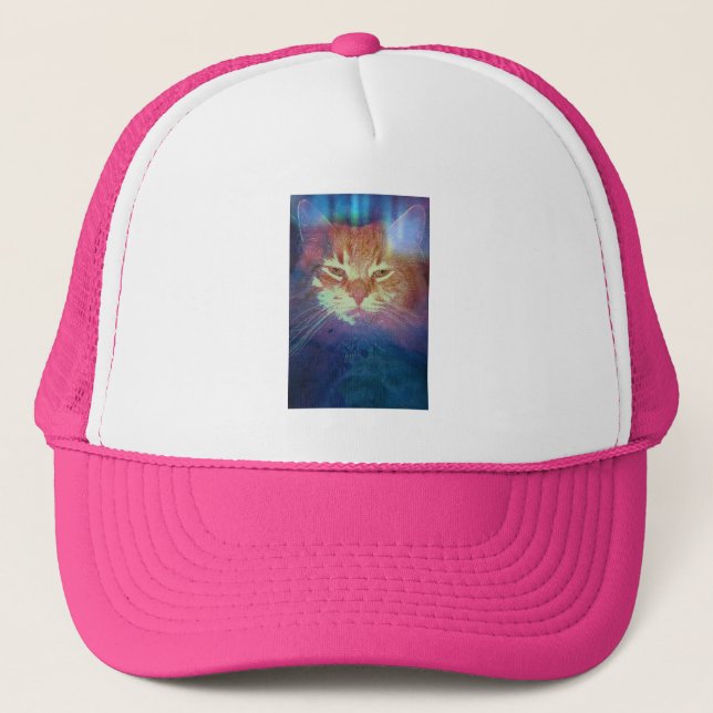 Casquette Space Kitty Dit Lire Mon Oeil Trucker Chapeau (Devant)