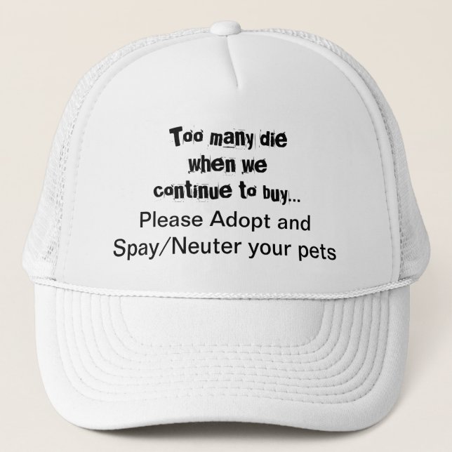 Casquette Spay Neuter Adopter Animaux Citer Trucker Chapeau (Devant)