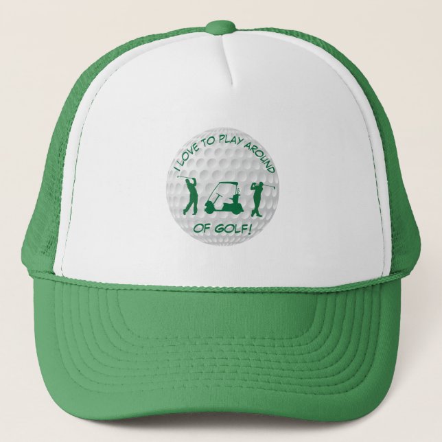 Casquette Sport Golf Ball Green Silhouette Trucker Chapeau (Devant)