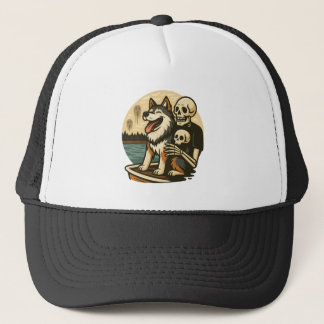 Casquette Squelette avec chien sur l'art d'horreur du lac ha