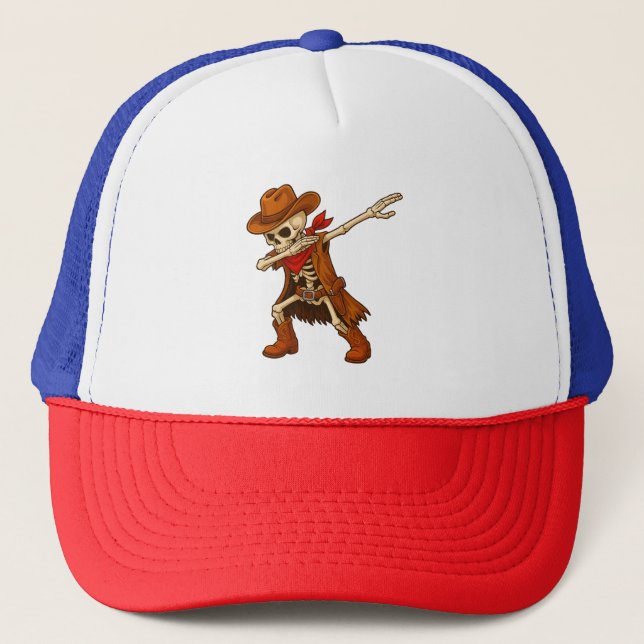 Casquette Squelette de Cowboy Occidental faisant le Dab Hall (Devant)