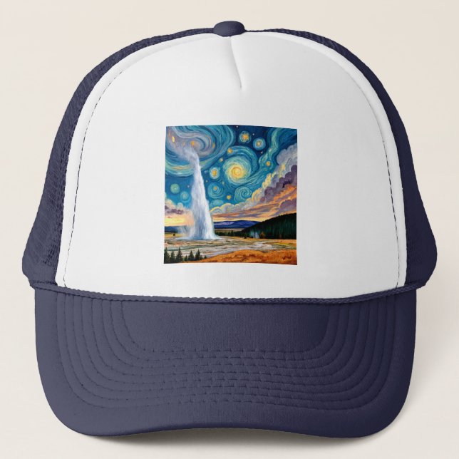 Casquette Starry Night Old Faithful Yellowstone Park (Devant)