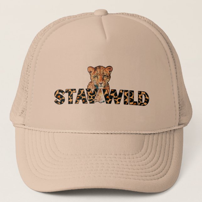 Casquette Stay Wild - Empreinte de léopard & Cheetah Head (Devant)