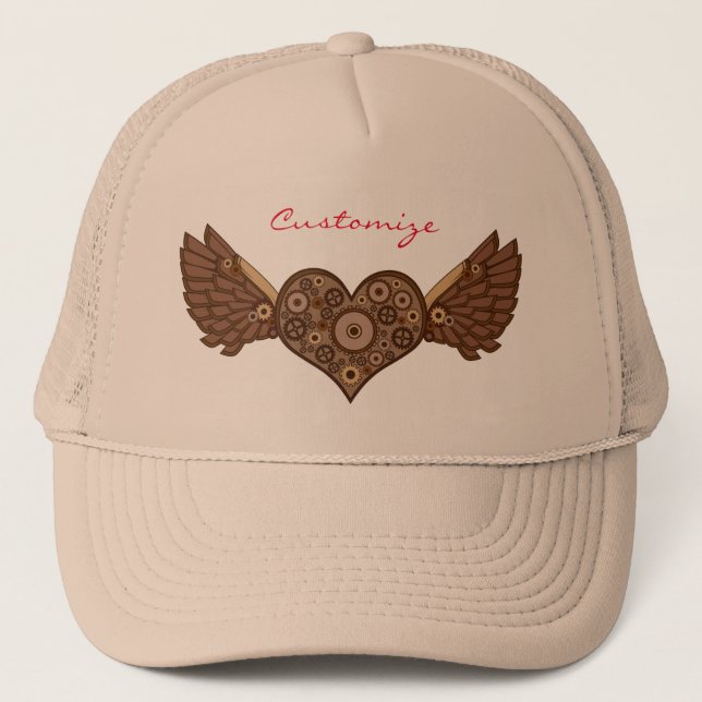 Casquette Steampunk Coeur ailé avec engrenages Thunder_Cove (Devant)